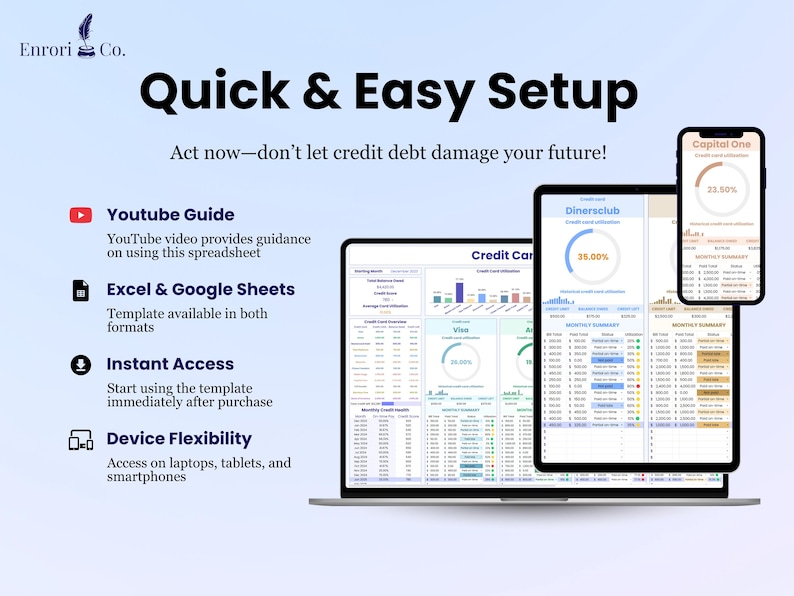 Easy to use:
1. Includes Youtube guide that provides instructions.
2. User-Friendly spreadsheet available in Microsoft Excel and Google Sheets formats.
3. Instant Access after buying.
4. Device Flexibility: access on laptops, tablets and smartphone.