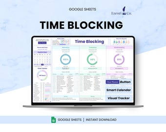 Time Blocking Planner, Weekly Planner, Daily Schedule Planner, Task Tracker, To Do List, Daily Checklist, Habit Tracker,Agenda Google Sheets
