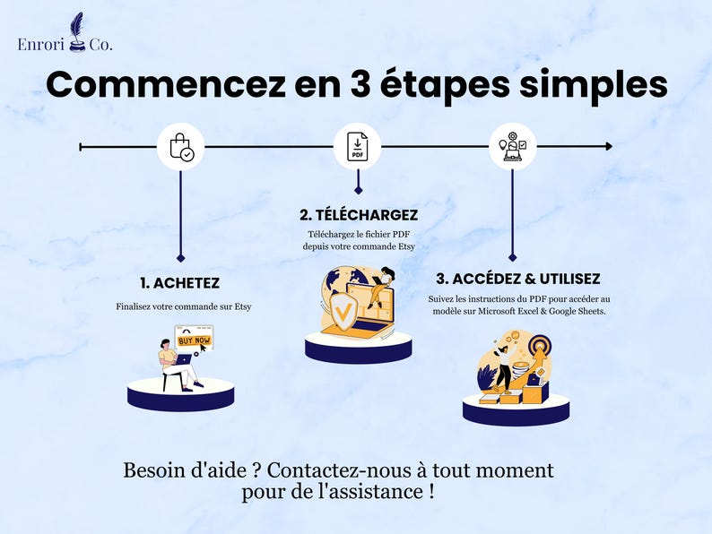 Processus d'achat: 
1. Finalisez votre commande sur Etsy. 
2. Téléchargez le fichier PDF. 
3. Accédez et utilisez votre outil. 4. Flexible sur ordinateur, tablette et smartphone.