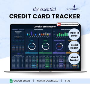 Credit Card Tracker, Credit Card Payoff Planner, Credit Score, Credit Card Expense Log, Debt Reduction Spreadsheet, Google Sheets Template