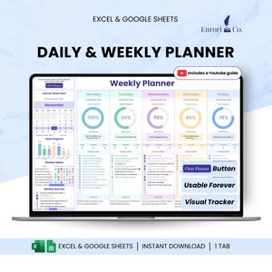 Weekly Planner, Daily Schedule Planner, Task Tracker, To Do List, Daily Checklist, Habit Planner, Productivity Planner, Agenda Google Sheets