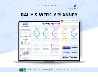 Weekly Planner, Daily Schedule Planner, Task Tracker, To Do List, Daily Checklist, Habit Planner, Productivity Planner, Agenda Google Sheets