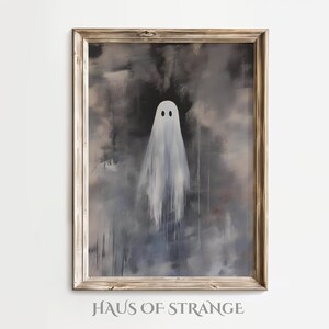 Ghostly Gothic Painting Abstract Oil Painting Cute Ghost Print Digital Download Halloween Home Decor AI Artwork Spooky Wall Art Little Ghost