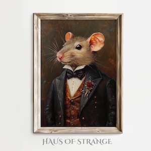 Regal Rat Pet Portrait Vintage Painting Anthropomorphic Art Cute Rat Printable Artwork Victorian Portrait Painting Eclectic Home Decor Print