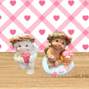 Valentine Theme Vintage Festive Dreamsicles Angel Cherub Baby Figurine, Lot of 2
