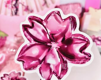 Pegatina de vinilo brillante Cyber Sakura