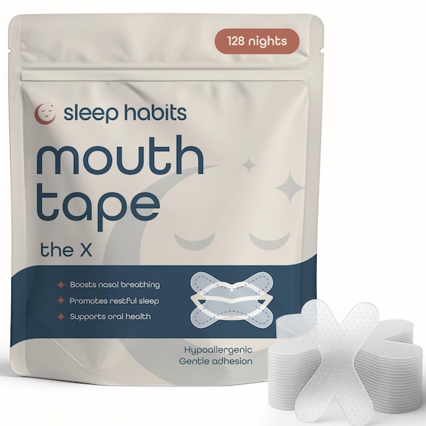 SleepHabits - 128PC Hypoallergenic Mouth Tape for Sleeping - 3rd Party Tested Paraben Free, Latex & Petroleum Free, Sleep Strips for Snoring