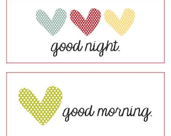 Good Night, Good Morning Heart Label