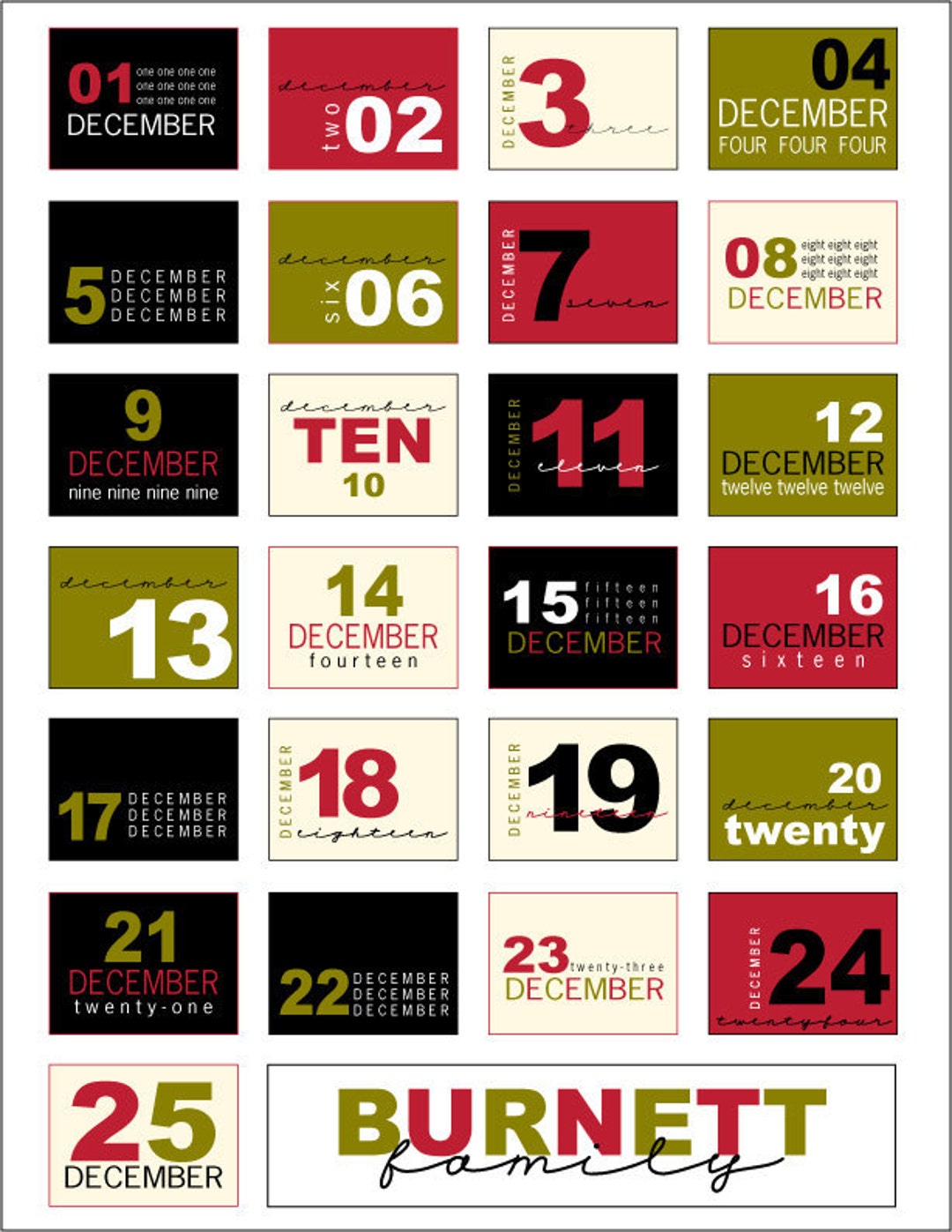 Christmas Advent Labels - Etsy