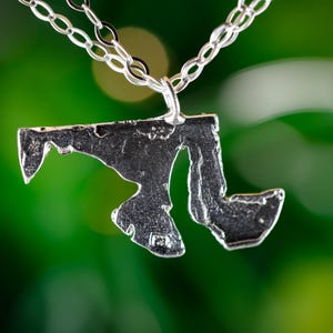State of Maryland Sterling Silver Necklace, Maryland Hammered Silver Wax Necklace, lost wax casting, Maryland State Pendant, Maryland Charm