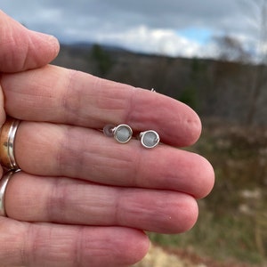 Seafoam Sea Glass Studs, Sea Glass Stud Earrings, Cultured Sea Glass Jewelry, Light Pale Green Stud Earrings, Handmade in Maine image 2