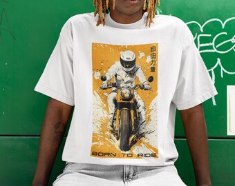 Born to Ride Shirt Vintage Motorcycle T-Shirt Bike Tee Dirt Bike Racing Mountain Biker T-Shirt Motorcycle Art Racing Tee Japanese Art Shirt