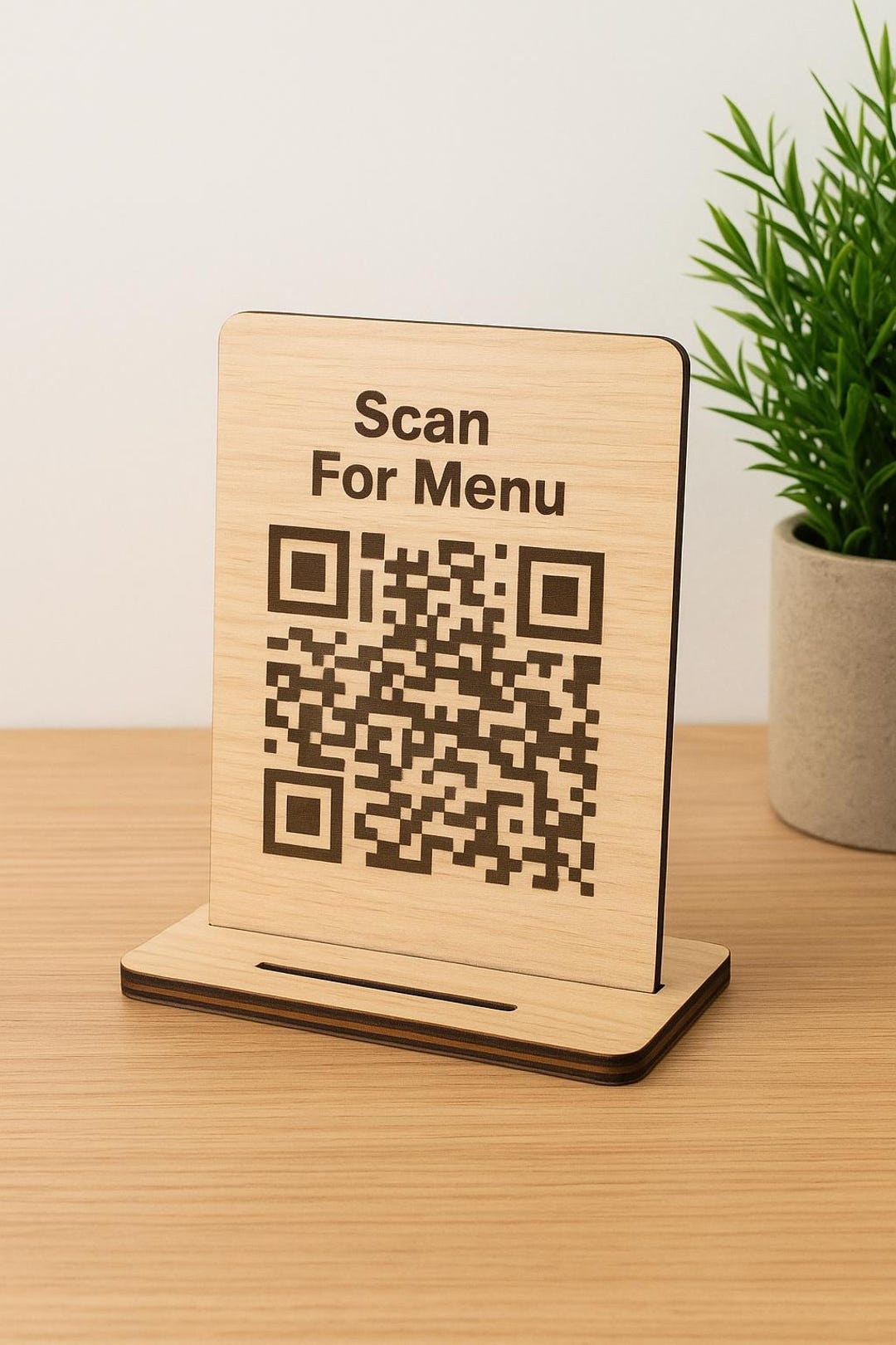 10 Personalized Wooden QR Code Menu Signs With Engraved Table Number ...