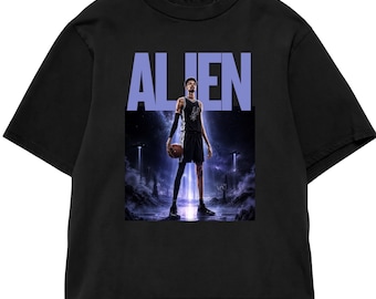Oversized Victor Wembanyama Alien Shirt, Spurs Basketball Graphic Tee, NBA Future Star T-Shirt