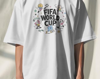 Oversized FIFA World Cup 2026 Soccer T-Shirt, Relaxed Cotton Football Fan Tee