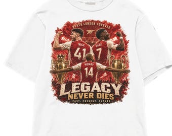 Camiseta extragrande del Arsenal Legacy, camiseta gráfica de fútbol de Henry Saka Rice, camiseta de la Premier League.