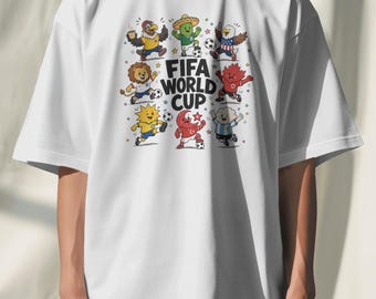 Oversized World Cup 2026 Soccer Cartoon Tee, Relaxed Fit Cotton Shirt