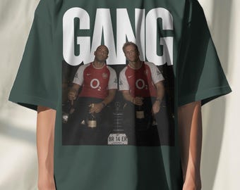 Camiseta extragrande de Thierry Henry y Dennis Bergkamp, camiseta gráfica del Arsenal, camiseta de leyendas del fútbol.