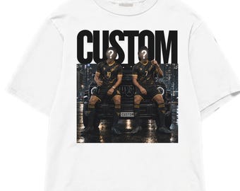 Custom Soccer Shirt, Oversized Personalized Football Duo Tee, Custom Player T-Shirt