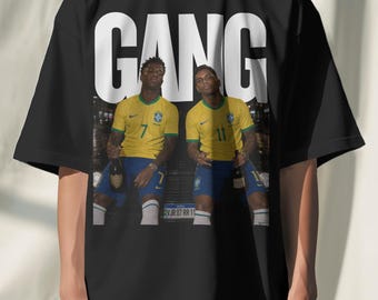 Oversized Vinicius Jr Rodrygo Shirt, Brazil Soccer Graphic Tee, World Cup Football Shirt