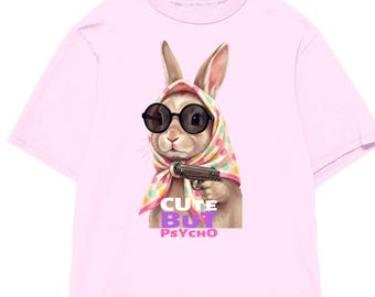 Oversized Bunny Graphic Tee, Funny Rabbit Shirt, Quirky Statement Apparel