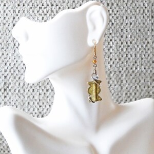 Brass African Trade Bead Earrings