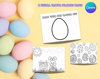 Kids Easter Digital Coloring Pages | Printable Easter Activity | Fun Bunny & Egg Coloring Sheets | Instant Download
