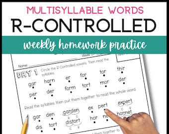 Phonics Worksheet R Controlled Vowel Multisyllable Words Reading Worksheet for 3rd Graders Phonics Homework Learn to Read