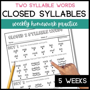 Second Grade Phonics Homework for Decoding 2 Syllable Words with Closed Syllables Decodable Text for Learning to Read 2nd grade resource