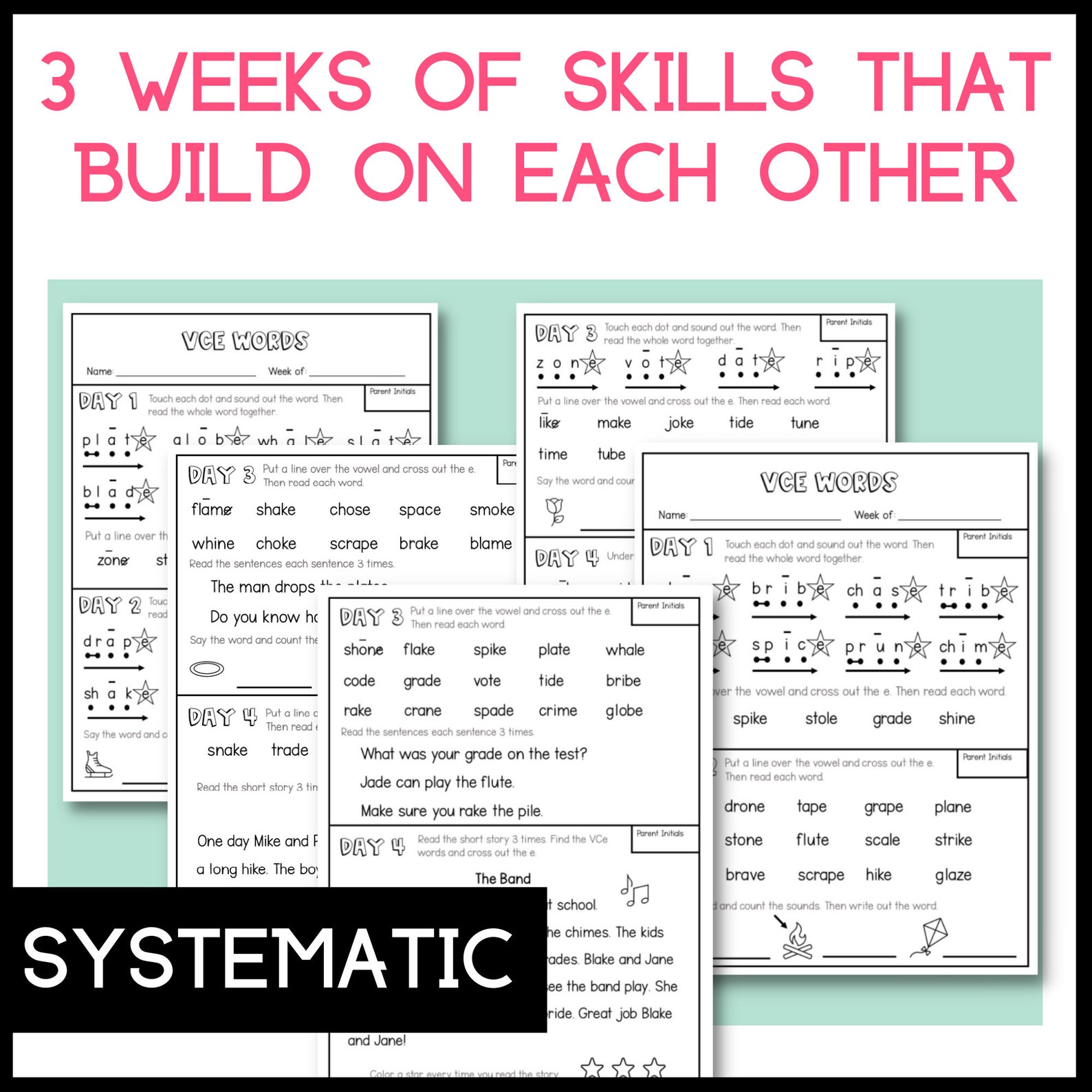 Phonics Homework Worksheet Words With Silent E Words 1st Grade 2nd ...