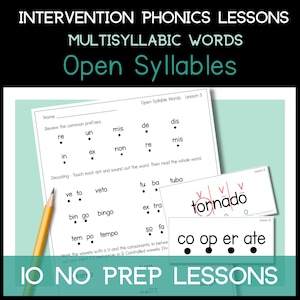 2nd Grade 3rd Grade Reading Worksheets Phonics Worksheets Open Syllable Words Lessons Phonics Intervention and Games