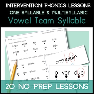Second Grade Reading Worksheets Vowel Teams Lessons Long Vowel Digraph Sounds Posters Intervention Homeschool Reading