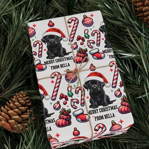 Custom Wrapping Paper with Black Lab Retriever Dog, Personalized Pet Christmas Wrapping Roll, Gift Wrap, Xmas Gift Paper, Pet Wrapping Paper