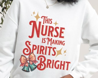 Christmas Crewneck Sweatshirt for Nurse, Festive Holiday Sweater for Nurses, Jingle Bells Theme Pullover for RN and LPN