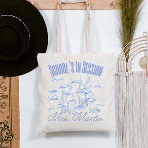 Sac fourre-tout d'école avec animaux marins, fourre-tout en toile nautique personnalisé, cartable sur le thème de l'océan, fourre-tout sous-marin personnalisé, sac de plage Sea Life