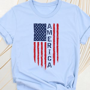 America Flag Shirt, Personalized USA Tshirt, Independence Day T-Shirt, Red White And Blue Outfit, Patriotic American Tees, July 4th Shirts