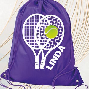Tennis Team Bag Tennis Player Custom Drawstring Bags, Senior Tennis Bag, Tennis Coach Bag, Custom Tennis Bag With Name Girls Tennis Backpack
