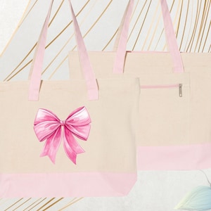 Coquette Pink Bow Tote Bag, Aesthetic Bow Bag, Mothers Day Bag, Tote For Wife, Bridesmaid Tote Bag, Stylish Bachelorette Tote Bag, Pink Tote