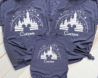 Disney 2026 Custom Family Trip Tshirts, Disney Castle Shirt, Disneyland Mickey Minnie Family Shirts, Disneyworld Matching Tees, Disney Shirt
