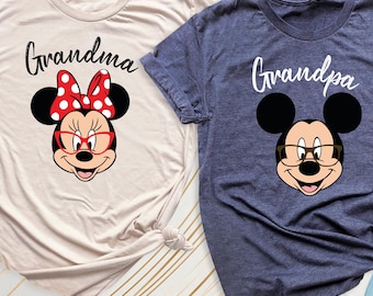Disney Custom Grandma Grandpa Shirt, Mickey Minnie T-Shirts, Mothers Fathers Day Shirt, New Grandparent Disney Shirt, Disney Family Trip Tee