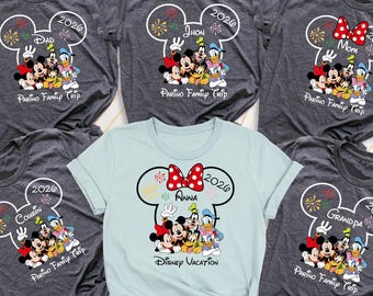 Custom Disney Trip Shirts Family Disneyland Matching Tshirt, Disney Family Vacation 2026 Shirt, Disney Group Shirt, Disneyworld Mickey Shirt