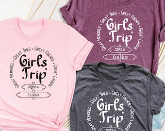 Girls Trip 2026 Shirts Matching Group Girl Vacation Tee Girls Weekend Tshirt Friend Getaway Shirt Girls Beach Trip Shirt Custom Trip Tshirts