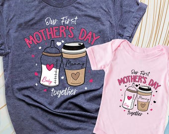 Our First Mothers Day Together Shirt Mommy and Me Mothers Day Tee, Mama Mini Matching 1st Mothers Day Tshirt, Custom Mother Daughter Outfit