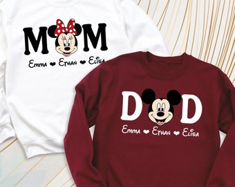 Disney Mom Dad Kids Sweatshirt Mickey Minnie Hoodie, Disney Family Matching Sweatshirt, Disney Trip Sweatshirt, Disneyland Long Sleeve Tee