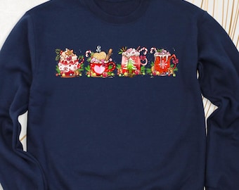 Christmas Coffee Cup Sweatshirt Holiday Festive Coffee Sweatshirt Coffee Lovers Winter Sweater Holiday Coffee Hoodie Xmas Coffee Long Sleeve