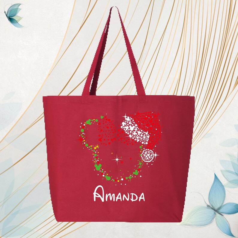 Bolsas navideñas de Minnie Mouse, bolsas navideñas de Disney, bolsa navideña de Mickey Mouse, bolsa navideña familiar de Disney con cremallera, bolsas navideñas personalizadas de Minnie Mouse imagen 4