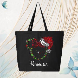 Bolsas navideñas de Minnie Mouse, bolsas navideñas de Disney, bolsa navideña de Mickey Mouse, bolsa navideña familiar de Disney con cremallera, bolsas navideñas personalizadas de Minnie Mouse imagen 1