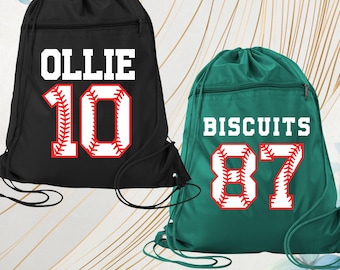 Baseball Custom Drawstring Backpacks Bags, Baseball Name Number Bag, Baseball Fan Backpacks, Baseball Gym Bag, Baseball Team Sport Bags