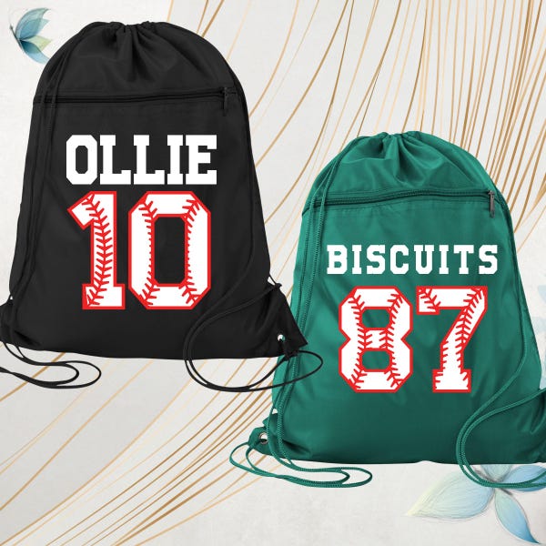 Baseball Custom Drawstring Backpacks Bags, Baseball Name Number Bag, Baseball Fan Backpacks, Baseball Gym Bag, Baseball Team Sport Bags