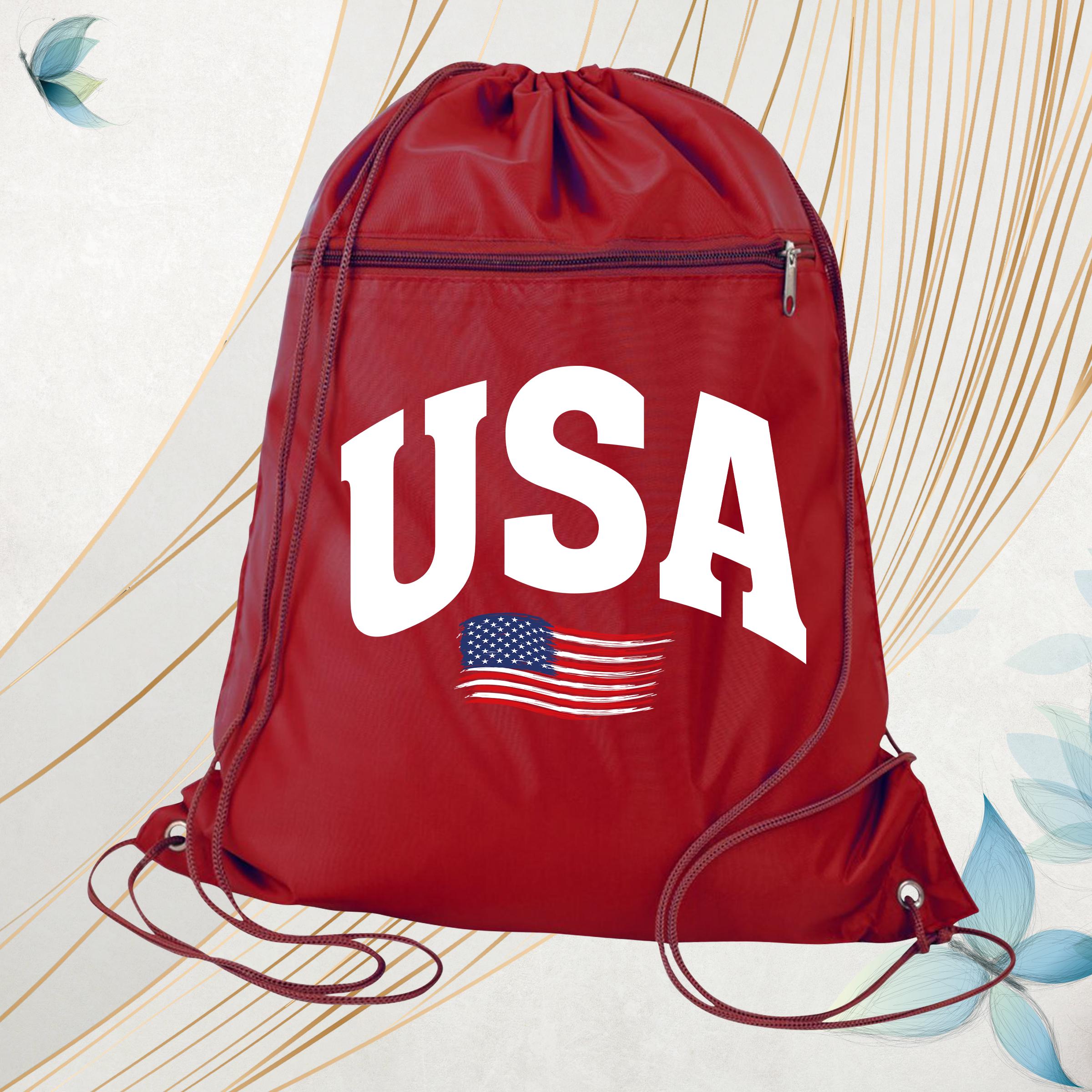 ? 4th of July drawstring backpack USA Flag Backpack 4th of July Bag, American Flag Bag, 4th of  main image 2